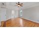 Bedroom with hardwood floors, trey ceiling and access to bathroom at 2800 Jona Trl, Dacula, GA 30019