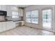 Sunny kitchen nook features ample counter space, white cabinets, and access to the backyard at 5004 Duxford Se Dr, Smyrna, GA 30082