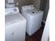 Laundry room with a standard washer and dryer set, showing some signs of wear and tear at 5430 Old Bill Cook Rd, Atlanta, GA 30349