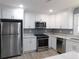 Modern kitchen featuring stainless steel appliances and stylish white cabinets at 1546 Alverado Way, Decatur, GA 30032