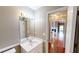 Bathroom with a single sink vanity and a doorway view into the living area at 3336 Franklin Forest Dr, Winston, GA 30187