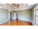 Large bedroom features a trey ceiling, hardwood floors, and neutral paint at 3336 Franklin Forest Dr, Winston, GA 30187