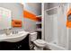 Modern bathroom with sleek vanity, updated fixtures, and a shower featuring a standup shower at 4240 N Braves Cir, Douglasville, GA 30135