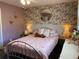 Charming bedroom featuring floral wallpaper, complemented by a whimsical pink chair and white furnishings, creating a cozy space at 170 Dillard Ne Dr, Kennesaw, GA 30144