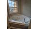 Corner jacuzzi tub with chrome fixtures and a view through the window at 2612 Halligan Pointe, Riverdale, GA 30296