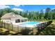 Community pool with lounge chairs, tables, and a fenced area for relaxation and recreation at 2903 Eva Clb, Acworth, GA 30101