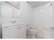 Bright bathroom with a tub/shower combo, white vanity, and modern fixtures at 95 Riverbrooke Trl, Covington, GA 30016