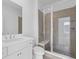 Modern bathroom featuring a glass shower and a white vanity at 482 Hammons Way, Atlanta, GA 30315