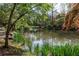 A lush backyard pond creates a serene and picturesque setting at 4615 Northside Dr, Atlanta, GA 30327