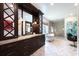 Spa-like bathroom featuring a soaking tub, glass shower, and dark wood vanity at 4615 Northside Dr, Atlanta, GA 30327