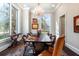 Dining room with hardwood floors, chandelier, multiple windows and unique decor at 4615 Northside Dr, Atlanta, GA 30327