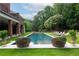 Inviting backyard pool with lounge seating surrounded by lush landscaping at 4615 Northside Dr, Atlanta, GA 30327