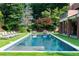 Inviting backyard pool with lounge seating surrounded by lush landscaping at 4615 Northside Dr, Atlanta, GA 30327
