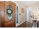 Elegant foyer with marble floors, a decorative glass front door, and paneled sidelights at 2333 Sheridan Ct, Villa Rica, GA 30180