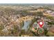 Aerial shot of a home near a lake, highlighting the property's serene setting and appealing neighborhood at 3963 Hazelhurst Lake Dr, Marietta, GA 30066