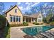 Picture of the home's beautiful pool with a stone surround, landscaping and a covered patio perfect for entertaining at 3128 Lower Roswell Rd, Marietta, GA 30068