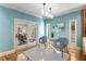 Cozy breakfast nook with stylish chairs, a modern light fixture, and access to the patio at 5323 Presley Pl, Douglasville, GA 30135