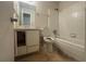 Full bathroom featuring a tub and shower combination and ample counter space at 5676 Marbut Rd, Lithonia, GA 30058