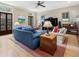 Comfortable living room with hardwood floors, a plush blue sofa, and ample natural light at 121 17Th Ne St, Atlanta, GA 30309
