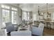 This spacious living area boasts a full kitchen, multiple chairs, and french doors to the outside at 3980 Saint Elisabeth Sq, Duluth, GA 30096