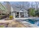 Outdoor entertainment space featuring a pool, an outdoor kitchen, and a covered patio at 3980 Saint Elisabeth Sq, Duluth, GA 30096