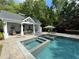 Backyard pool and patio featuring an outdoor kitchen and seating, perfect for entertaining and enjoying the outdoors at 3980 Saint Elisabeth Sq, Duluth, GA 30096