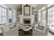 Cozy sitting area with a stone fireplace, comfortable chairs, and large windows at 3980 Saint Elisabeth Sq, Duluth, GA 30096