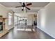 Living room with coffered ceilings opens into the modern eat-in kitchen at 1465 Forest Brook Trl, Cumming, GA 30041