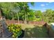 Backyard view from the deck shows the grass and fence and flowers at 2599 Church Nw St, Atlanta, GA 30318