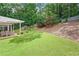 Spacious backyard with covered patio and mature trees, perfect for outdoor living at 3460 Trow Creek Ln, Cumming, GA 30040