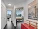 Hallway view leading to bedroom with expansive city views at 860 Peachtree Ne St # 1502, Atlanta, GA 30308