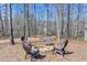 Outdoor firepit and seating surrounded by tall trees, perfect for outdoor entertaining at 5040 Blackberry Ln, Buford, GA 30518