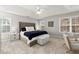 Spacious main bedroom with tray ceiling, carpeting, and decorative bedside tables at 2230 Rosemoore Walk, Marietta, GA 30062