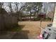 Large backyard with a wooden fence and mature trees, perfect for outdoor activities at 5647 Executive Way, Norcross, GA 30071