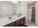 Well-lit bathroom boasts double sinks with bronze fixtures and plenty of counter space at 1263 Polk Xing, Mcdonough, GA 30252