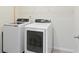 Functional laundry room with a white washer and dryer and minimalist design at 2289 Emerald Sky Dr, Smyrna, GA 30080