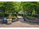 Serene community park entrance with landscaped path leading to a gazebo at 9625 River Lake Dr, Roswell, GA 30075