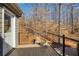 Outdoor deck with railing and view of the wooded backyard at 9625 River Lake Dr, Roswell, GA 30075