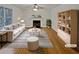 Bright, staged living room features a fireplace, large window, plush seating and a decorative striped rug at 1835 Big Haynes Ct, Grayson, GA 30017