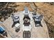 Aerial view of patio with outdoor seating around a fire pit, perfect for entertaining and enjoying the outdoors at 139 Stargaze Rdg, Canton, GA 30114