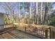 An inviting wooden deck is surrounded by lush trees and a serene natural setting at 3687 Venus Nw Pl, Atlanta, GA 30331