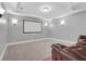 Spacious home theater featuring a projector screen, sconces and comfortable seating for entertainment at 3871 Trickum Road Ne, Marietta, GA 30066