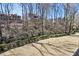 Spacious backyard with a bordering of tall trees and shrubs, fenced on a slight hill for privacy at 440 Belada Blvd, Sandy Springs, GA 30342