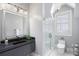 Contemporary bathroom featuring an illuminated mirror and glass shower at 440 Belada Blvd, Sandy Springs, GA 30342