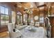 Wood-paneled living room features a fireplace, hardwood floors, recessed lighting and custom window treatments at 440 Belada Blvd, Sandy Springs, GA 30342