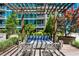 Cozy outdoor patio featuring a modern fire pit, comfortable seating, and stylish pergola at 943 Peachtree Ne St # 2009, Atlanta, GA 30309