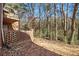Backyard featuring a brick wall, a small area of grass and many trees at 4526 Golf Vista Cir, Decatur, GA 30035