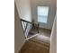 Carpeted staircase with stained wood railing leading downstairs at 745 Great Oak Pl, Villa Rica, GA 30180
