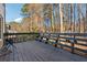 Wooden deck overlooks the property with a natural tree border in the background at 5956 Henley Dr, Powder Springs, GA 30127