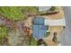 An aerial view shows a private backyard, patio and landscaped lawn at 616 Redwood Ln, Canton, GA 30114